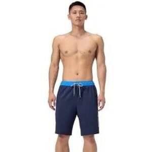 Speedo Mens Swim Trunks Navy Blue Colorblock 9 Inch Inseam Size M